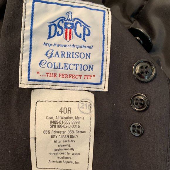 DS CP Garrison Collection men's black trench coat size 40R zip out lining - Picture 14 of 16